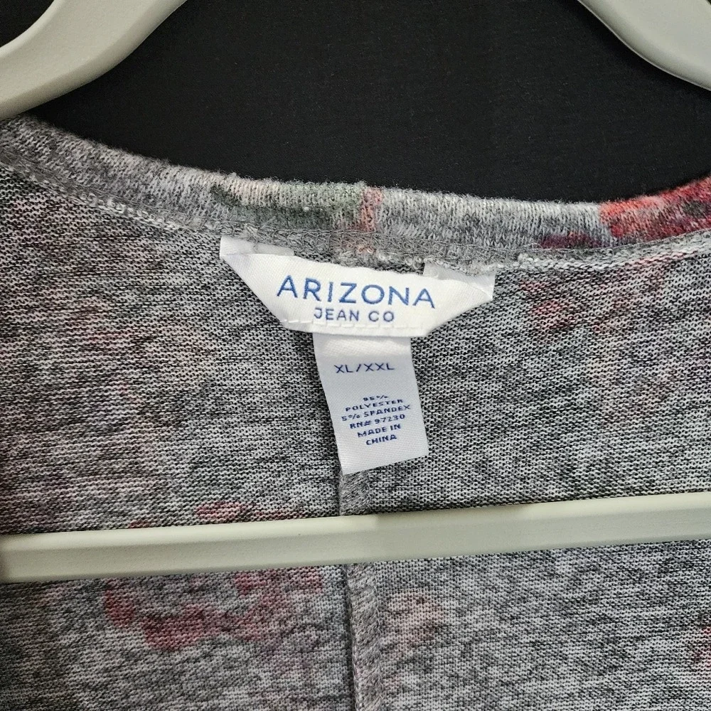 Arizona Jean Co Kimono‎ Cardigan Floral Print XL/XXL Gray
